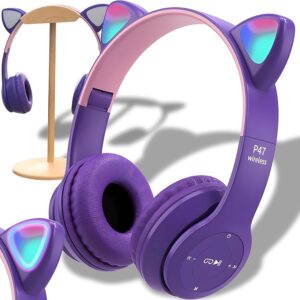 Cat Ear Wireless Headphone P47M" with RGB Color Lights.