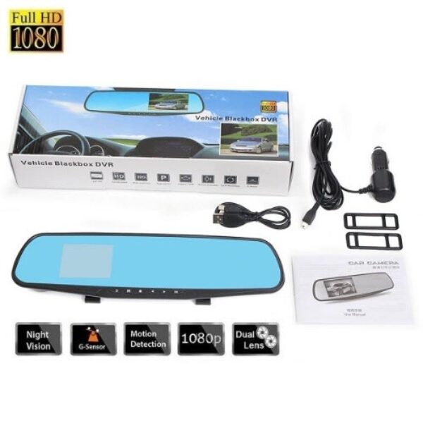 A car rearview mirror with an integrated dash cam .